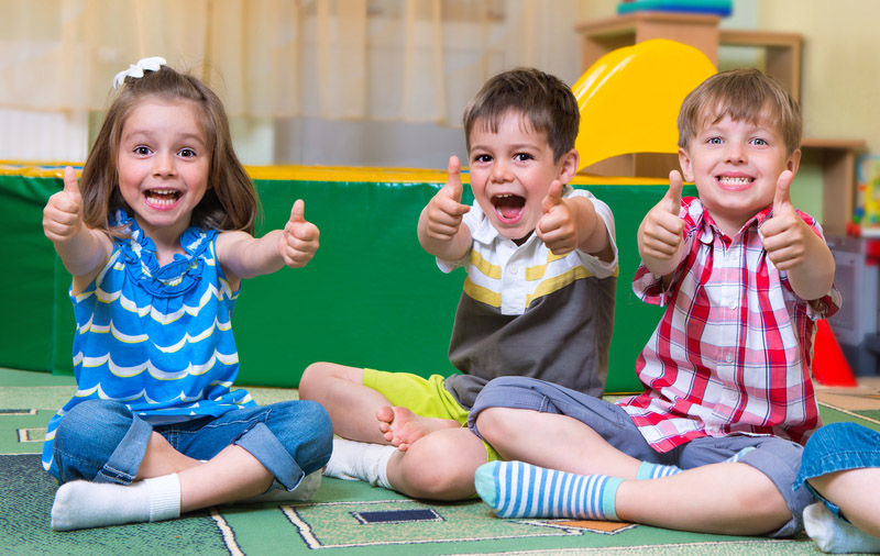 happy children in the play area
